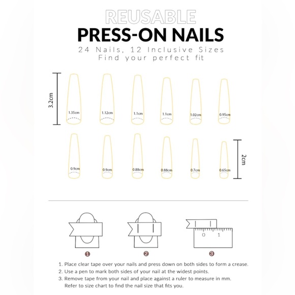 Long coffin flower 24pcs press on nails - Picture 3 of 3